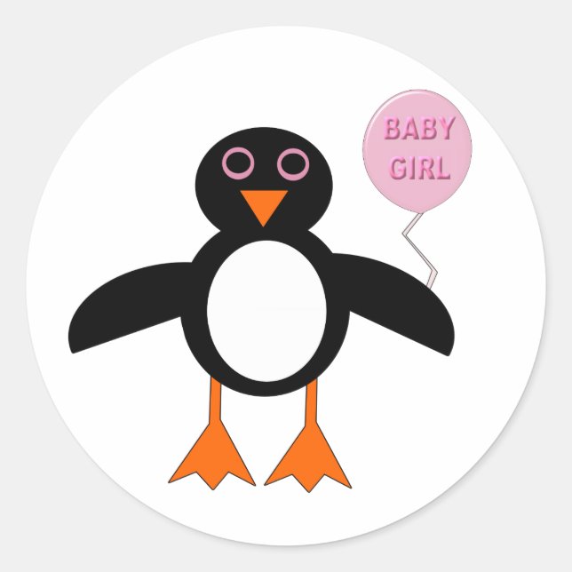 Bebé rosa lindo Pegatinas de pingüino (Anverso)