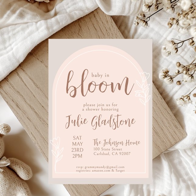 Bebé Rosa Pastel En Invitación A La Ducha De Bloom (Subido por el creador)