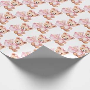 Bebé rosa Toddler Teddy Bear regalo Papel de envol