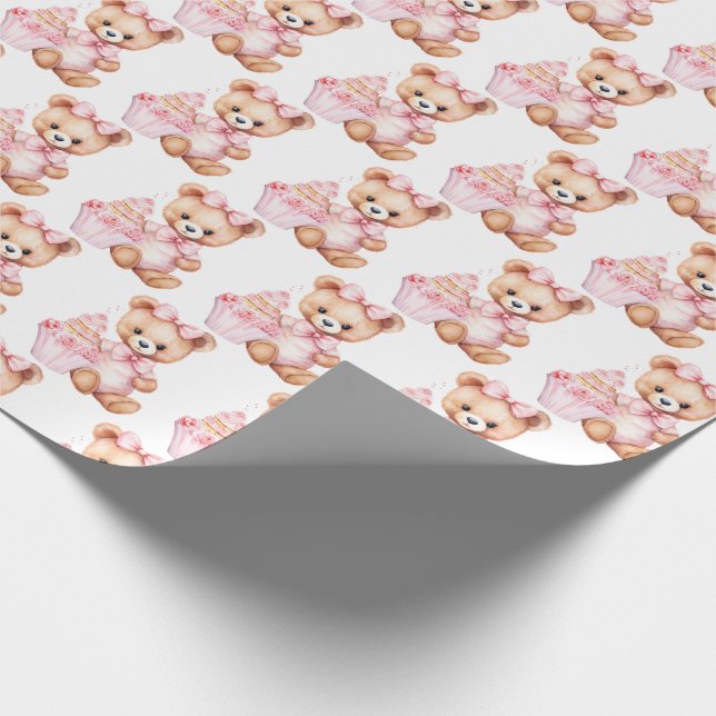 Bebé rosa Toddler Teddy Bear regalo Papel de envol (Esquina)