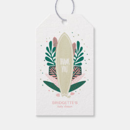 Bebé rosa tropical a bordo etiqueta de regalo