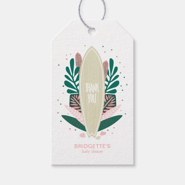 Bebé rosa tropical a bordo etiqueta de regalo (Anverso)