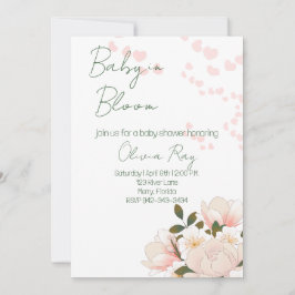 Bebé rosado en la ducha de bebé en flor Invitación