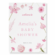 Bebé rosado en signo de bienvenida de Baby Shower 