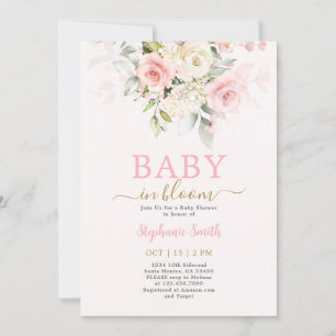 Bebé Rubor en Bloom Invitación del Chica de Baby S