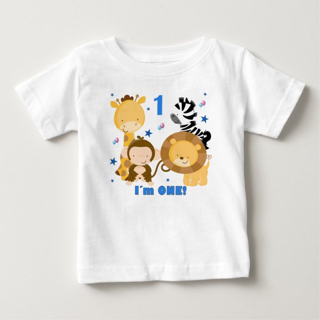 Bebé Safari de la selva camiseta de primer cumpleaños (Anverso)