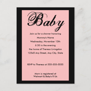 Bebe Script Baby Shower Invitación rosa