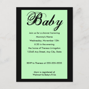 Bebé Script Baby Shower Invitación Verde