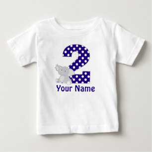 Bebé Segunda camiseta personalizada de la marina elefan