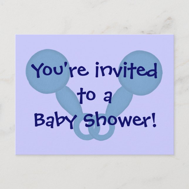 Bebe Shower Invitaciones Rattales Azules Postales (Anverso)