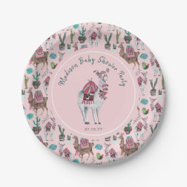 Bebé Shower | Llama Rosa | Plato de Papel para Fie