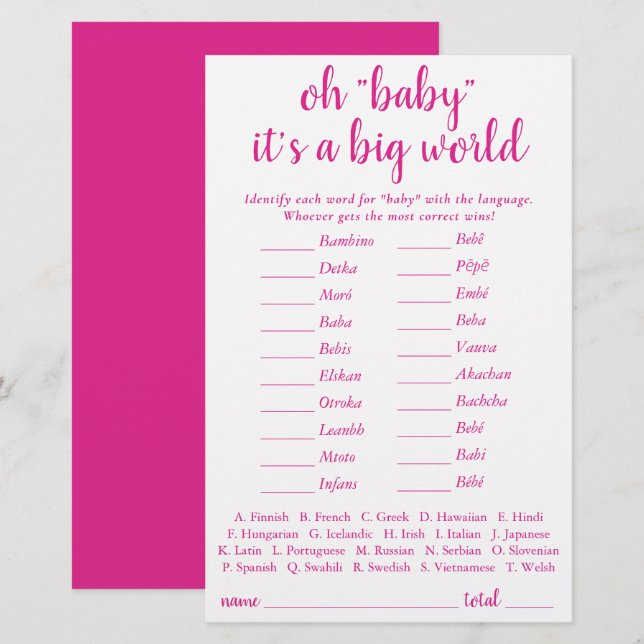 Bebé simple alrededor del mundo | Tarjeta de prueb (Anverso / Reverso)