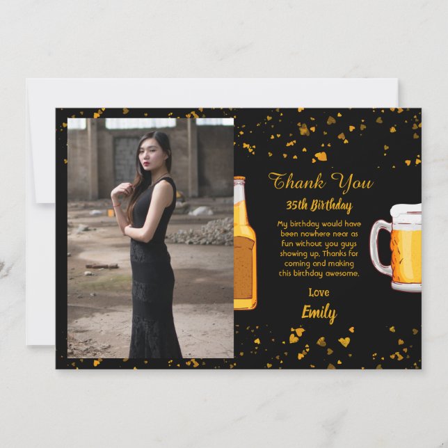 Bebe sorpresa cumpleaños tarjeta de agradecimiento (Anverso)