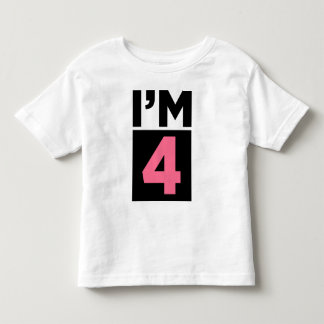 Bebé Soy la camiseta de los cuatro cumpleaños rosados