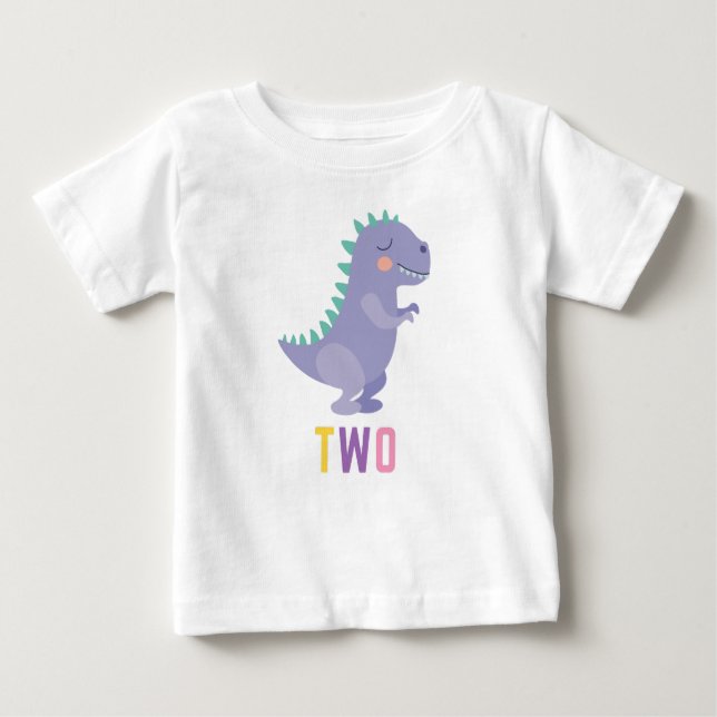 Bebé Soy la camiseta de los dos cumpleaños de Dinosaur (Anverso)