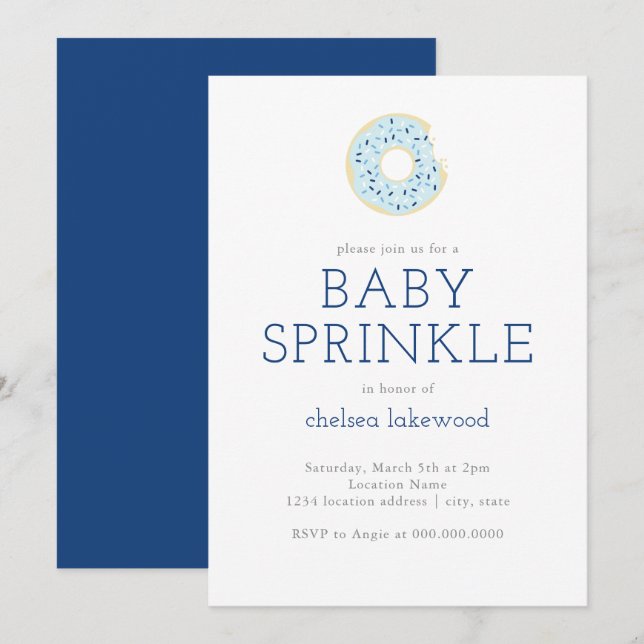 Bebé Sprinkle // Blue Boy Donut Shower Invitación (Anverso / Reverso)