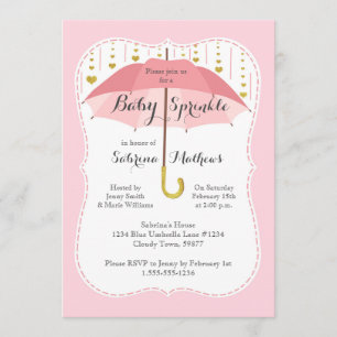 Bebé Sprinkle Chica ducha Invitación a paraguas ro