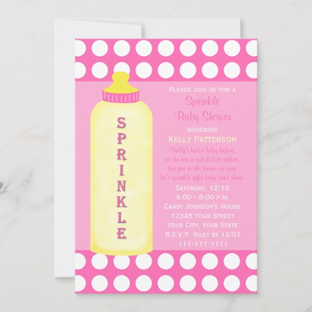 Bebé Sprinkle Invitación Botella Bebé Chica Ducha (Anverso)