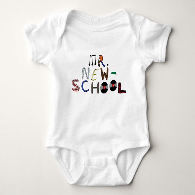 Bebé Sr New-School Font Jersey Bodysuit (Anverso)