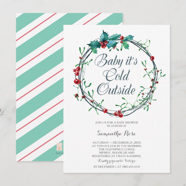 Bebé, su frío fuera Invitación a la ducha, Holly (Anverso / Reverso)