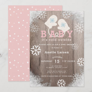 Bebé Su Frío Fuera Invitación A La Ducha Rosa