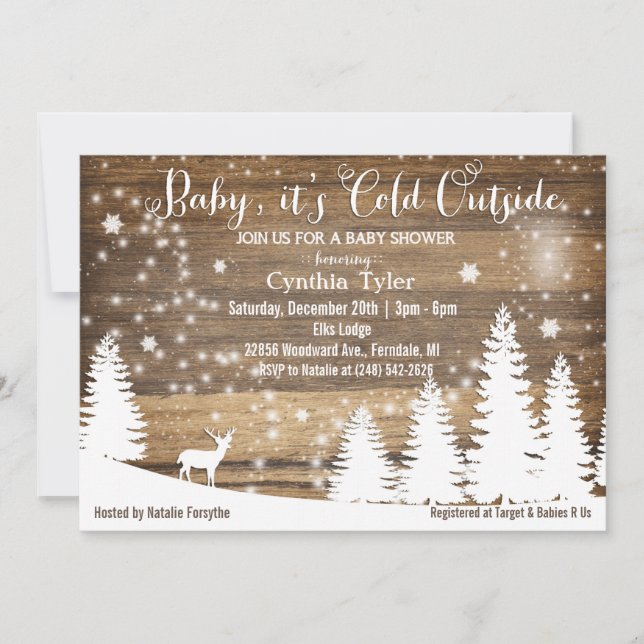 Bebé su invitación exterior fría de Baby Shower de (Anverso)