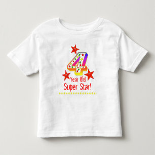 Bebé Súper Estrella 4ª camiseta de cumpleaños para niño