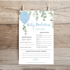 Bebé tarjeta de consejo globos azules niño