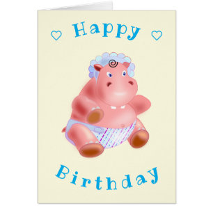 Bebé tarjeta de cumpleaños Hippo - Su nombre de te