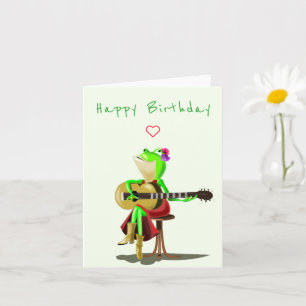 Bebé Tarjeta de cumpleaños Rana Jugando Guitarra