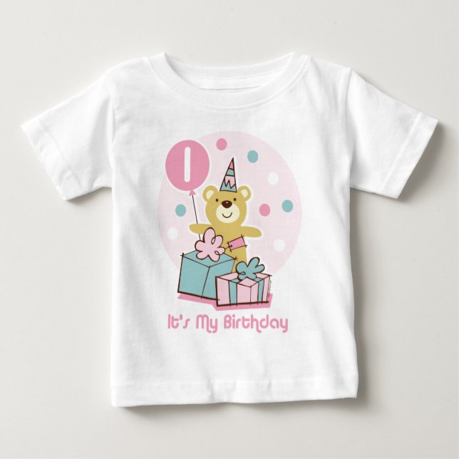 Bebé Teddy Bear primera camiseta de cumpleaños (Anverso)