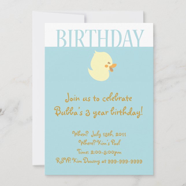 Bebé trenzado con invitación de cumpleaños azul (Anverso)
