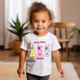 Bebé Tres conejillos de cuadros doblan camiseta de cora