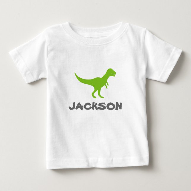 Bebé Trex dinosaur camiseta infantil con nombre de niño (Anverso)