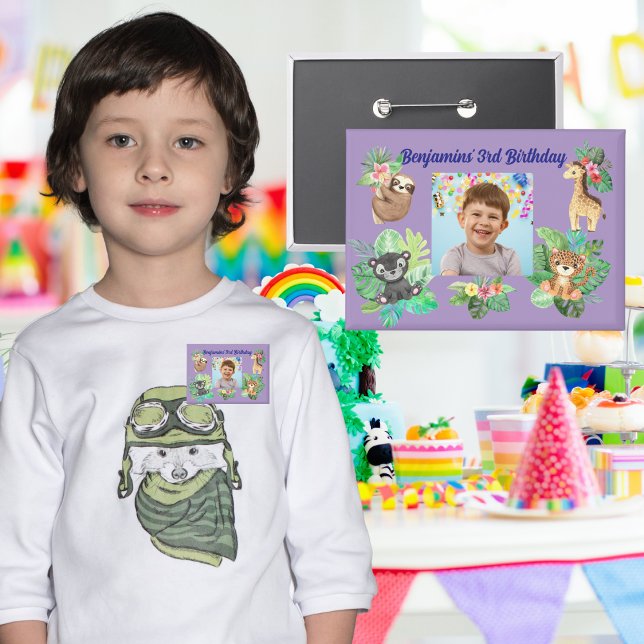 Bebé tropical Animales botón Niños Favor de Cumple (Subido por el creador)