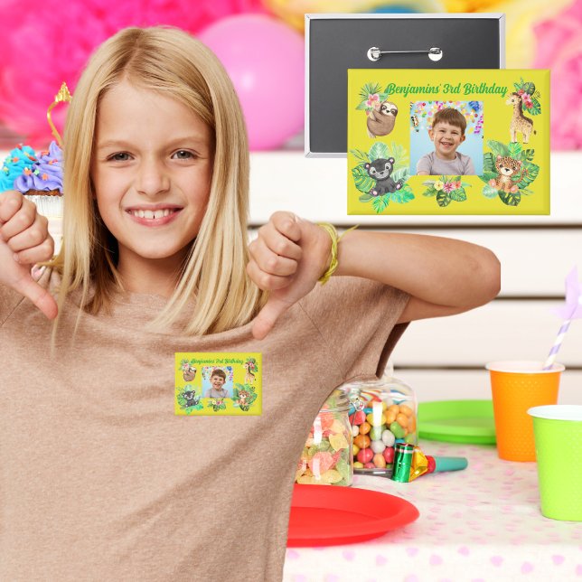 Bebé tropical Animales botón Niños Favor de Cumple (Subido por el creador)