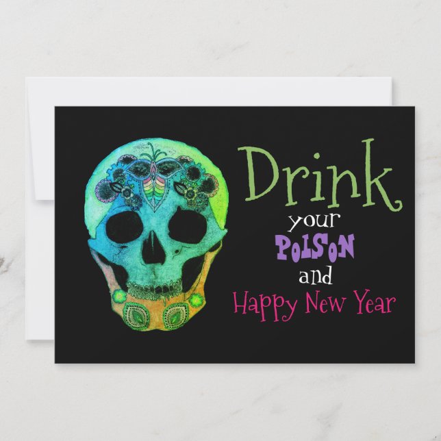 Bebe tu poción y feliz invitación para el año nuev (Anverso)