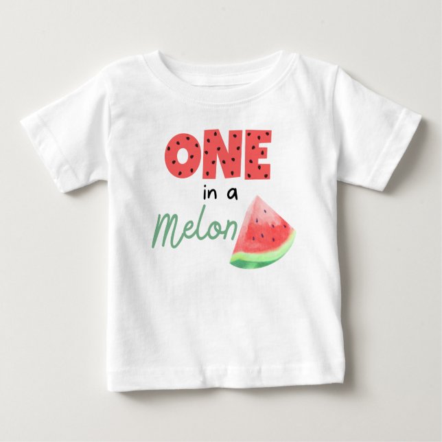 Bebé Una en una camiseta de cumpleaños de Melón (Anverso)