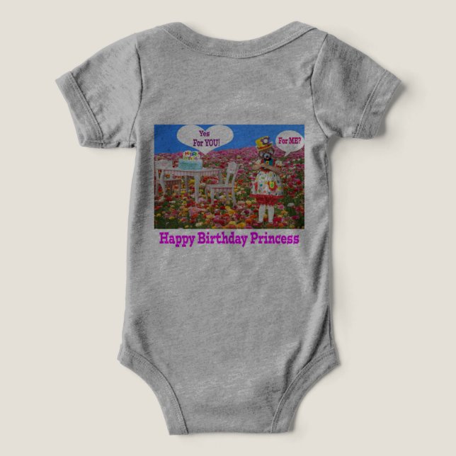 bebé una pieza. Feliz cumpleaños, princesa roja (Diseño Reverso )