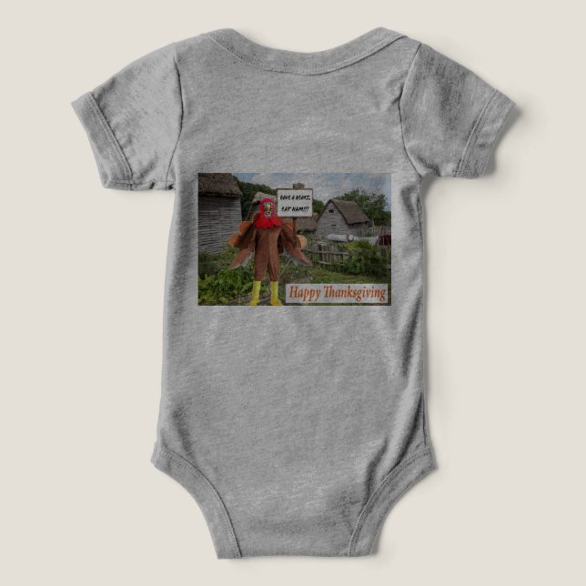 bebé una pieza. Feliz Día de Acción de Gracias. ch (Diseño Reverso )