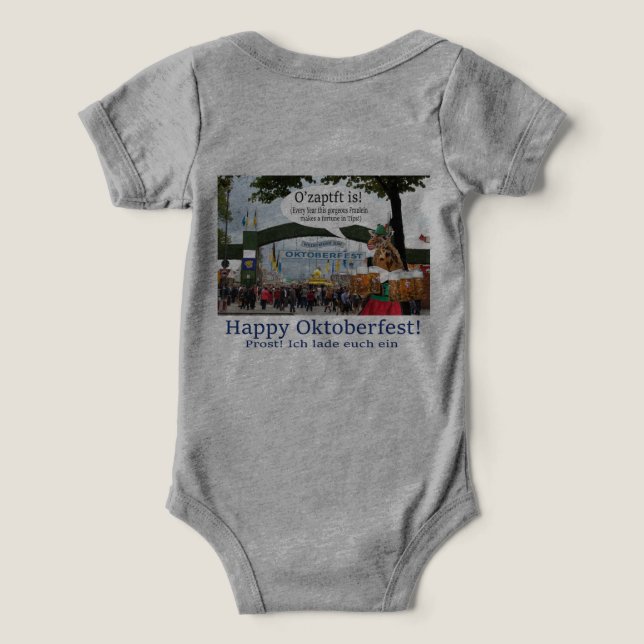 bebé una pieza. ¡Feliz festival Oktoberfest! jiraf (Diseño Reverso )