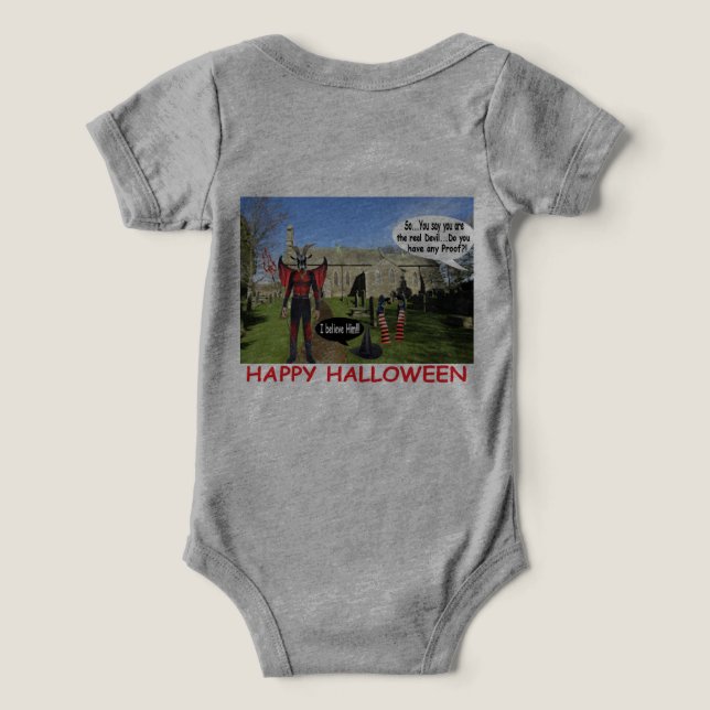 bebé una pieza. feliz halloween. diablo de cabra (Diseño Reverso )