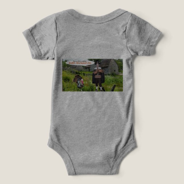 bebé una pieza feliz pavo de acción de gracias (Diseño Reverso )