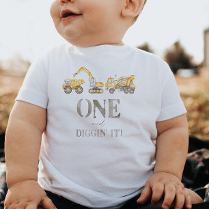 Bebé Uno y cavar camiseta de construcción