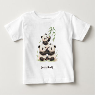 Bebé ¡Vamos! Camiseta Trio de Panda Adorable Pirámide