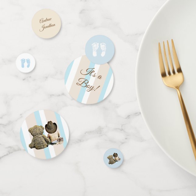 Bebé Vaquero y Teddy Oso Azul y Tan Confetti (Grupo)