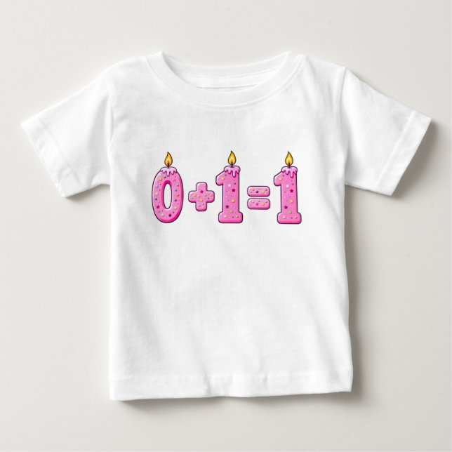 Bebé Vela de Cumpleaños con Glaseado Rosa para Camiseta (Anverso)