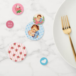 Bebé Vintage azul rosa Floral Teddy Bear Confetti