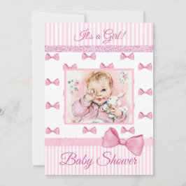Bebé Vintage Pink dobla la invitación Baby Shower