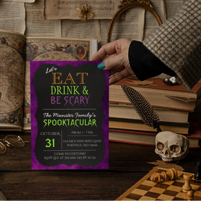 Bebe y da miedo a la invitación de Halloween púrpu (Subido por el creador)